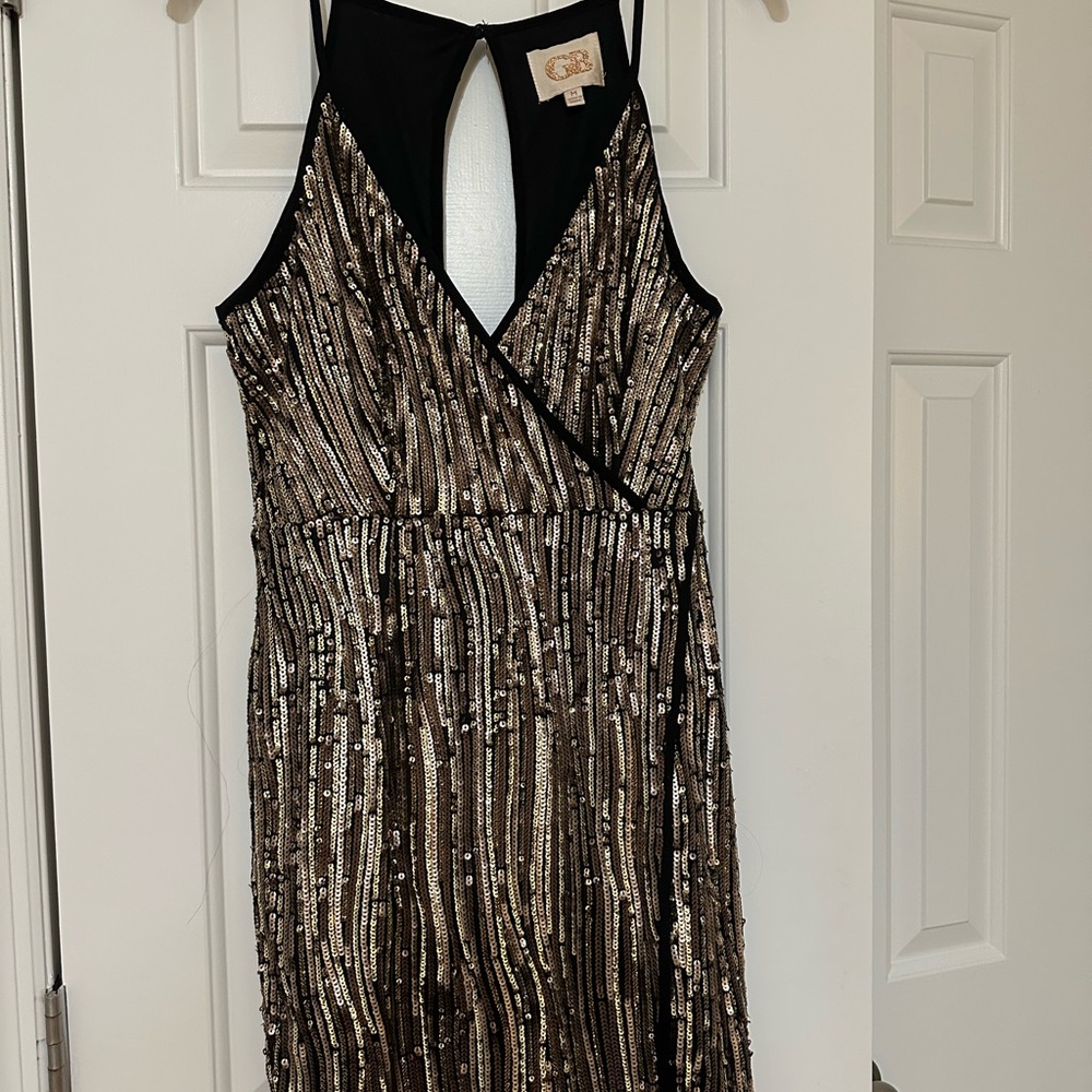Gianni Bini Black and Gold Sequin Mini Dress